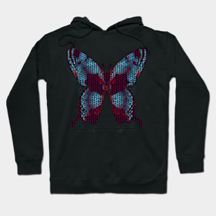 Fantasy Butterfly in Iridescent Blue Polka Dot Hoodie